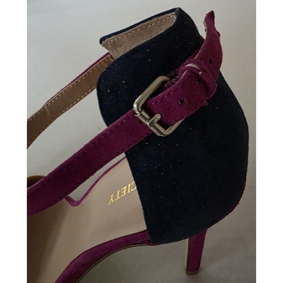 Sole Society Sheila Navy Purple Ankle Strap Stiletto Heels Color Block Size 8.5 - Picture 11 of 16